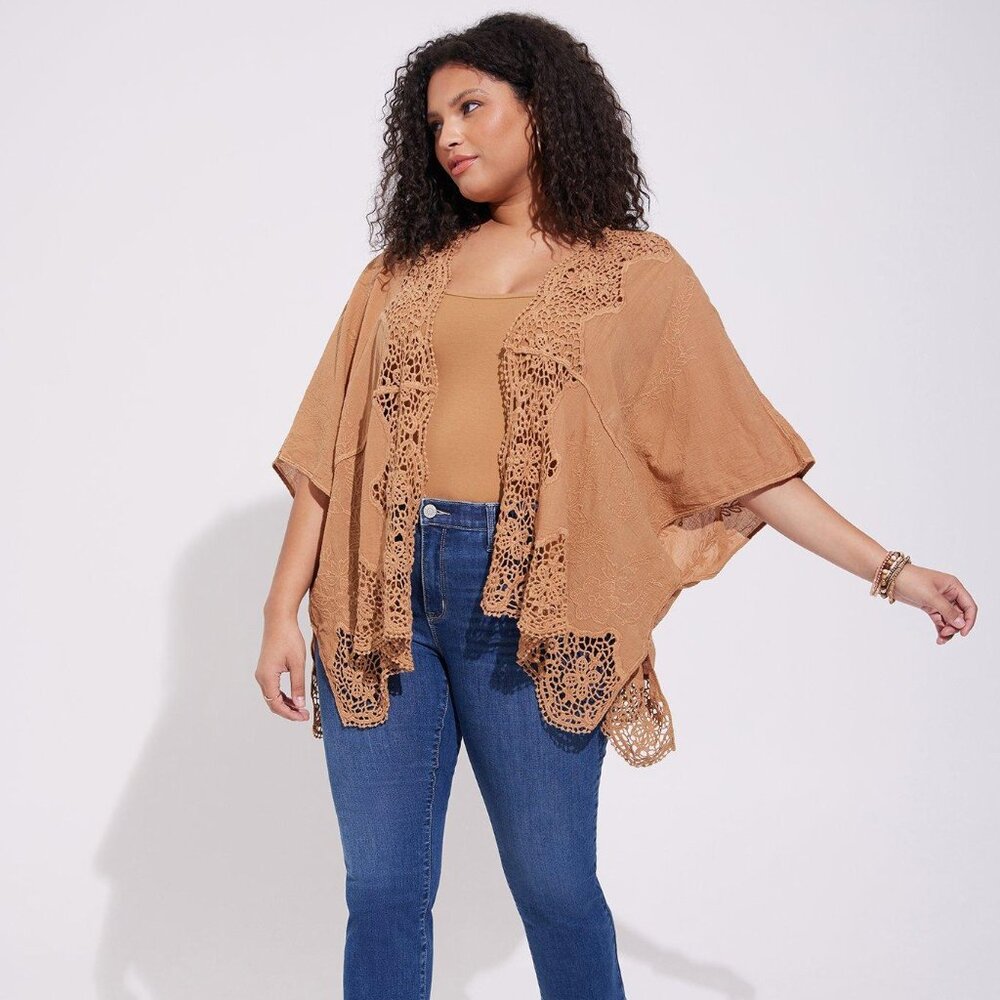 Torrid Embroidered Ruana With Sleeves